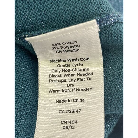 Talbots Women Plus 2X Button Front Cardigan Sweater Blue Silver Shimmer Sparkle - Picture 11 of 11